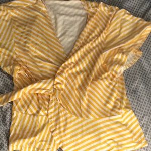 Mustard yellow wrap top